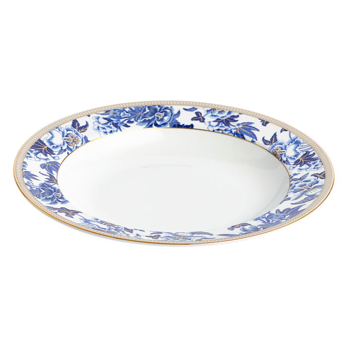Wedgwood Plato Hondo Hibiscus 23 cm (4 Unidades) con Franjas de Oro de 22 Quilates Apto para lavavajillas